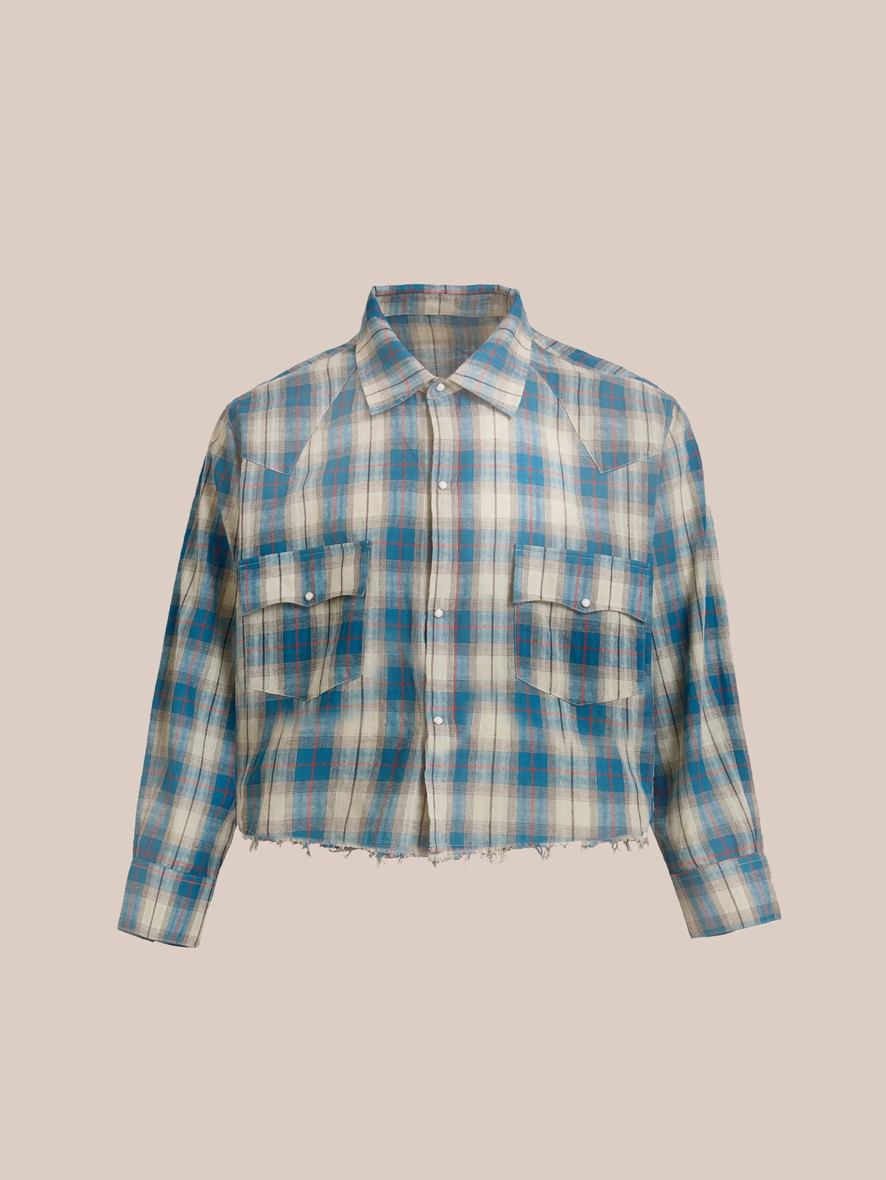 Western Cropped Flannel Shirt
