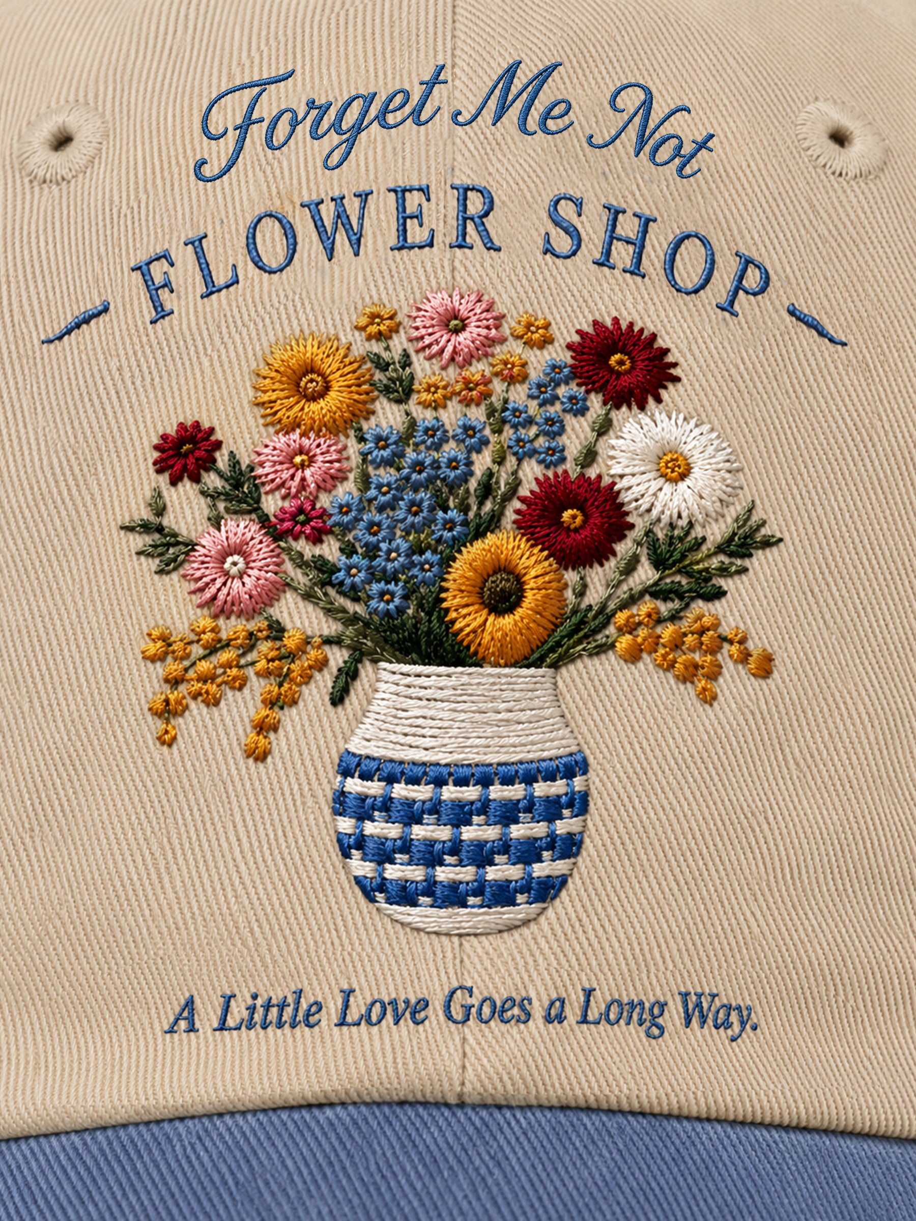 Flower Shop Embroidered Sunwashed Cap