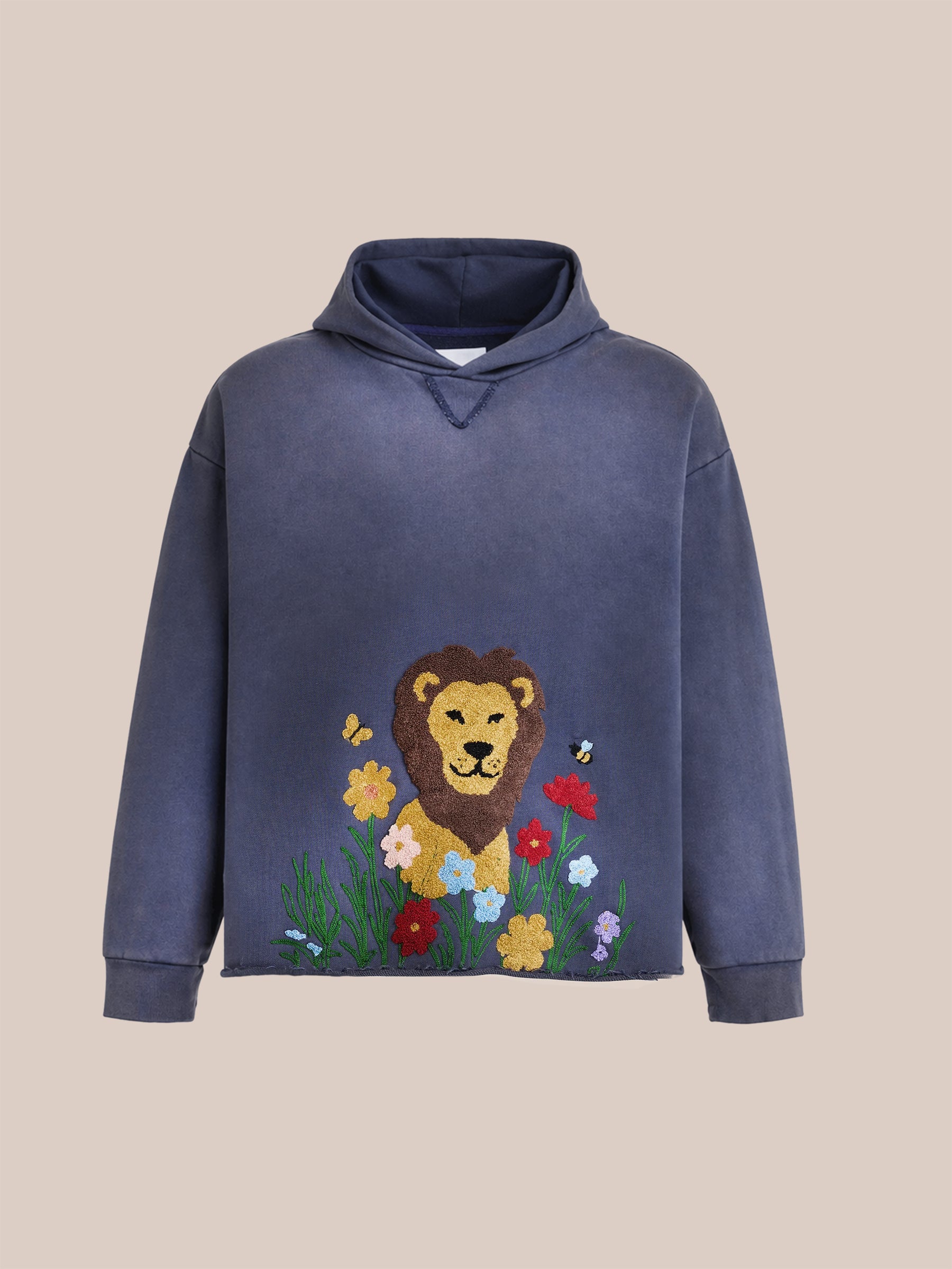 Lion Garden Embroidered Hoodie