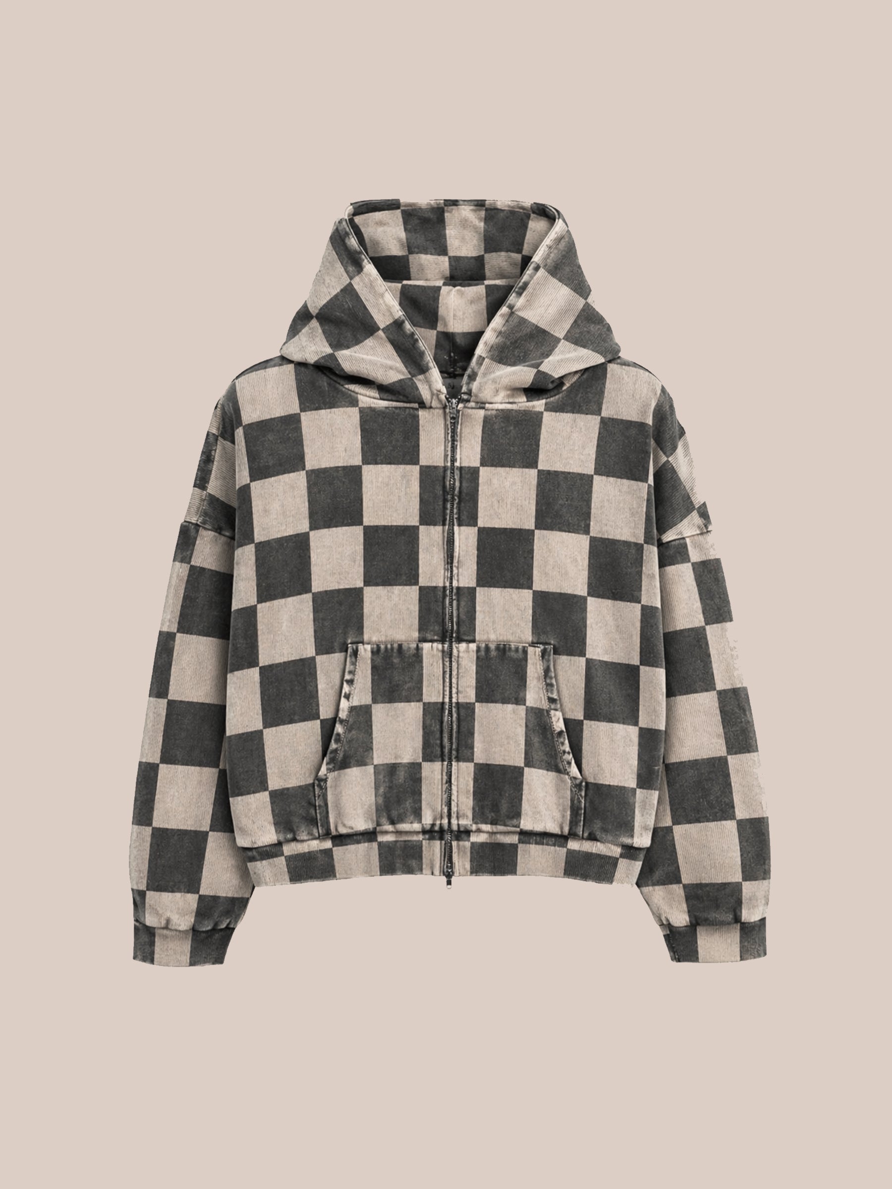 Checkered Zip Hoodie